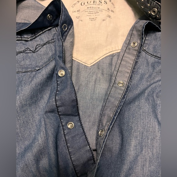 GUESS Long Sleeve Cotton Button-Up Men’s Shirt - Picture 4 of 8